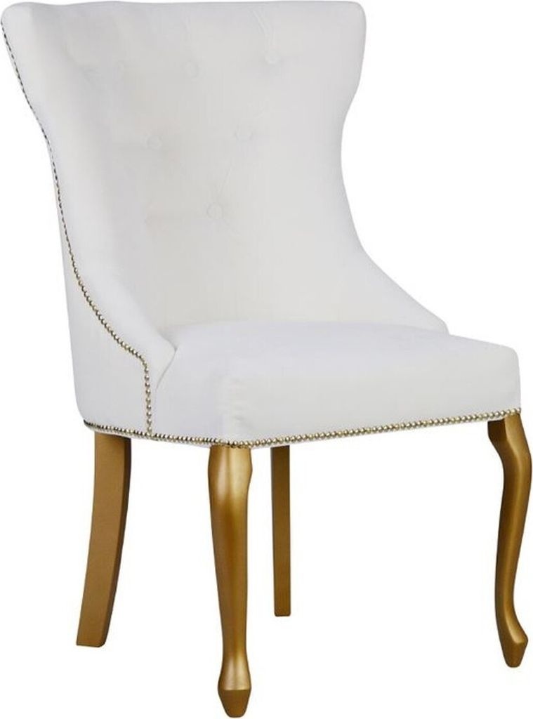 Casa Padrino Luxus Esszimmer Stuhl Barock mit Metall Rückenring - Luxus Qualität - ALLE FARBEN - Neo Classic Vintage Style Hotel Stuhl - Möbel
