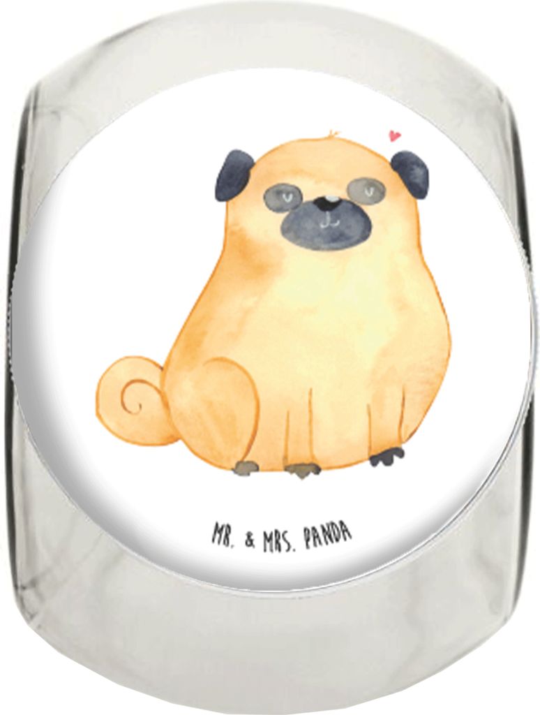Mr. & Mrs. Panda Müsli Glas Mops XL 2000ml - Weiß - Geschenk, Kaffeedose, gewürzglas, Hund, Liebe, glasbehälter, Sprüche, Dekoglas, schraubgla...
