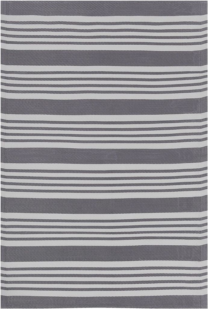 BELIANI Outdoor u. Indoor Teppich Grau Polypropylene 120 x 180 cm mit Streifenmuster Rechteckig Kurzflor Gartenaccessoires Terrasse Balkon Wohnzimmer