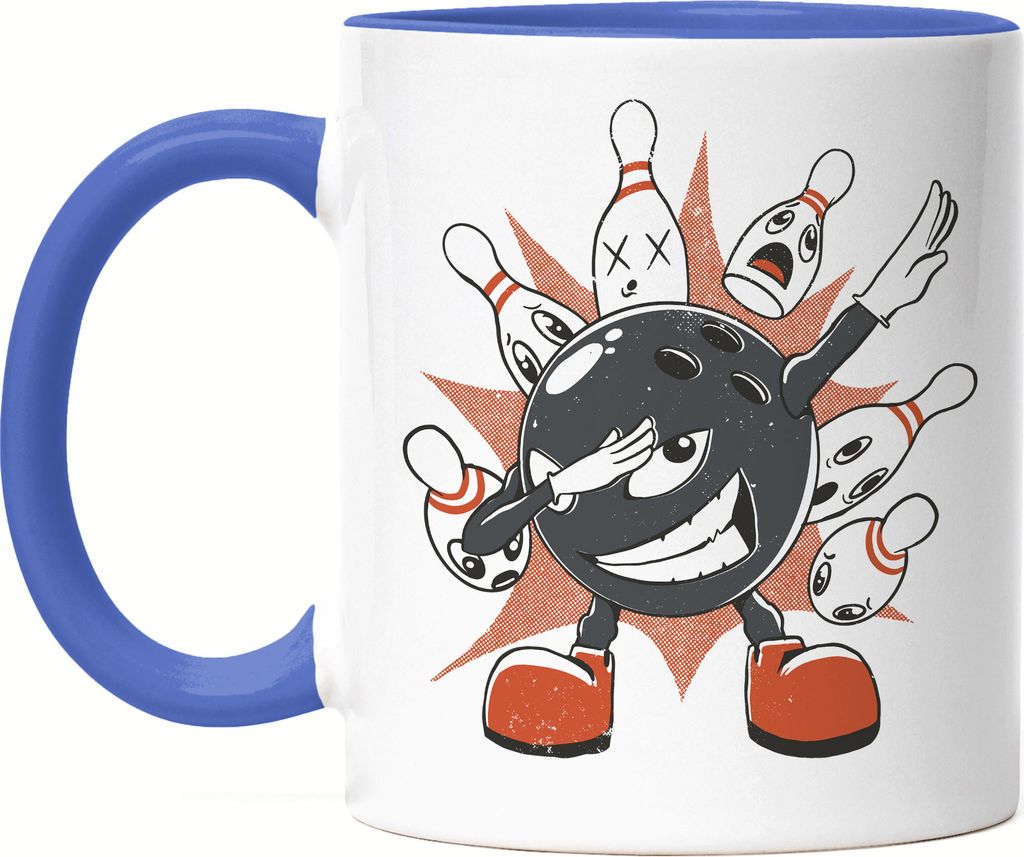 Bowlingball Tasse Blau Bowling Bowlingbahn Sport Pins Spiel Kegeln Kegelbahn Kegeln Freizeit Hobbie Strike