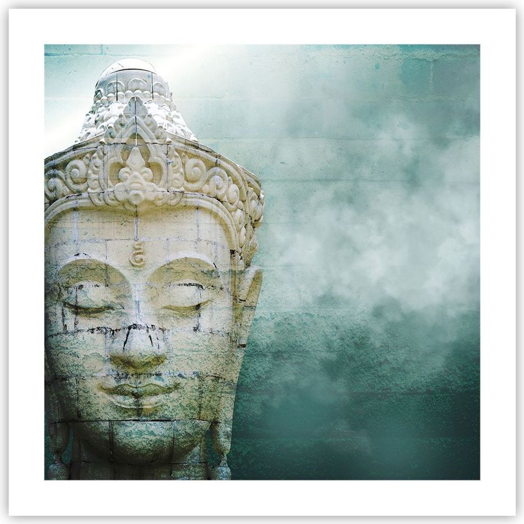 Poster - Poster ohne Rahmen - Buddha Grafik Türkis - 50x50 cm - Wand Bild - Wanddeko - Wandbilder - Kunstposter - Wandposter - Bilder - Kunstdruck...