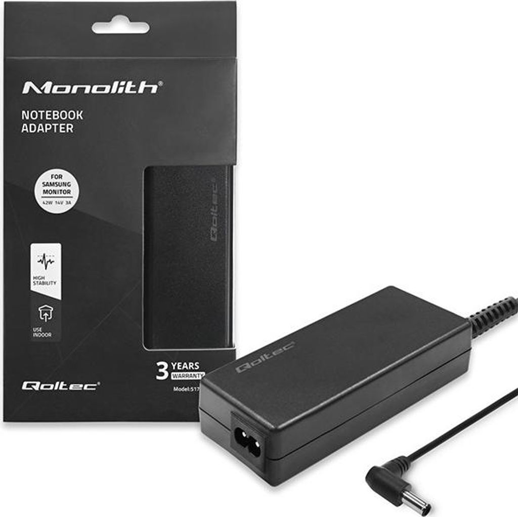 Qoltec 51773 Netzadapter für Samsung-Monitor 14V | 3A | 42W Produktbild 
