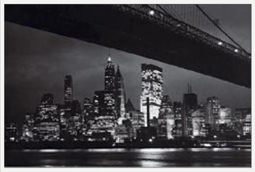Poster New York Pont de Brooklyn Shinsuke Cadre Blanc Vitre Acrylique