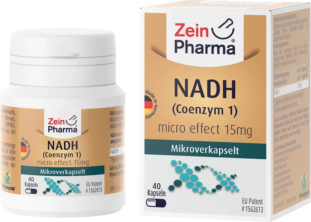 NADH microeffect 14 mg ZeinPharma - 40 Gélules d'Énergie Cellulaire - 3