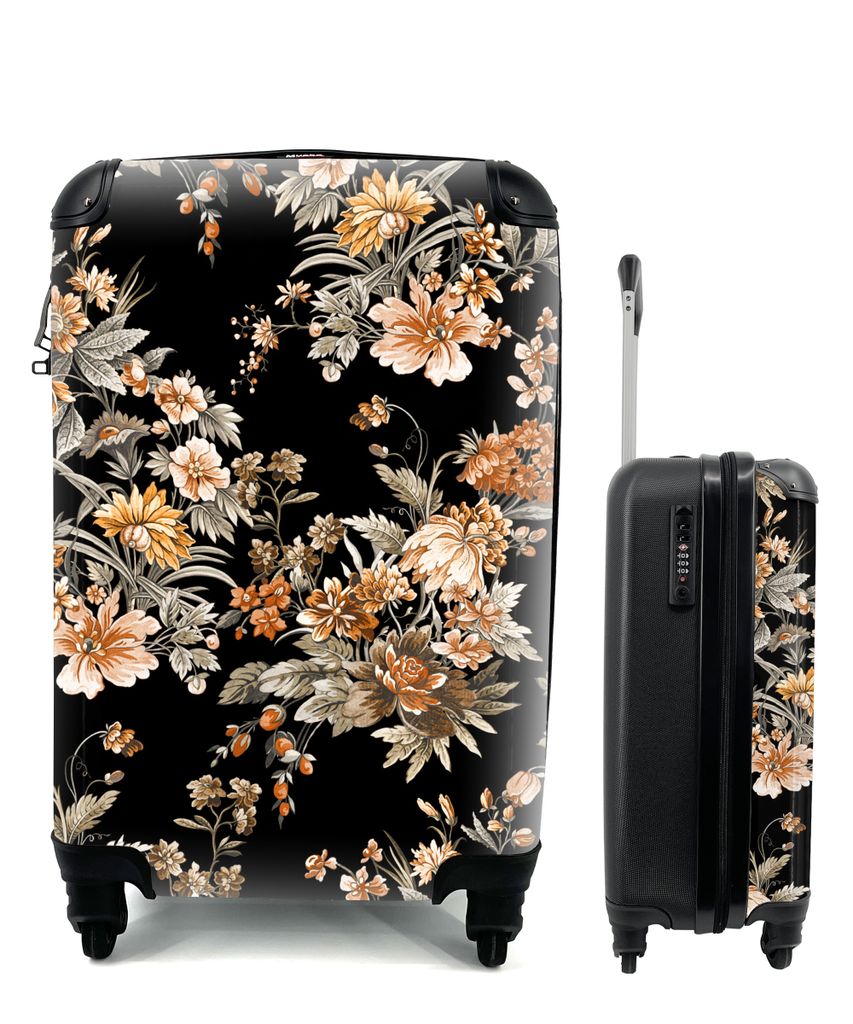 MuchoWow Koffer Handgepäck Trolley Rollkoffer Kleine Reisekoffer mit 4 Rollen - Blumen - Stillleben - Muster - Cabin Size < 55x40x23 cm & 55x40x...