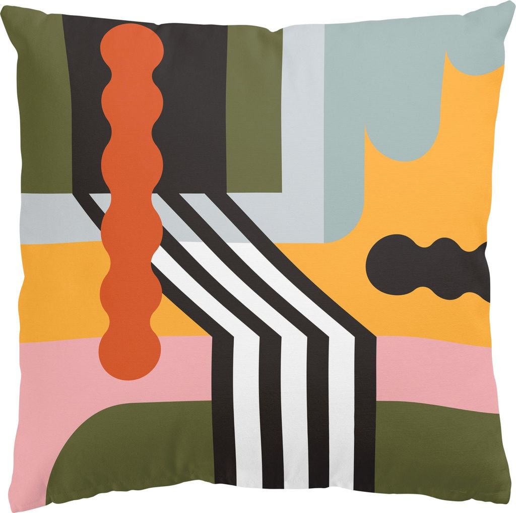 Dekokissen Muster drinnen / Indoor Zierkissen Canvas waschbar Geometrisch bunt Abstrakt Sofakissen mit Füllung