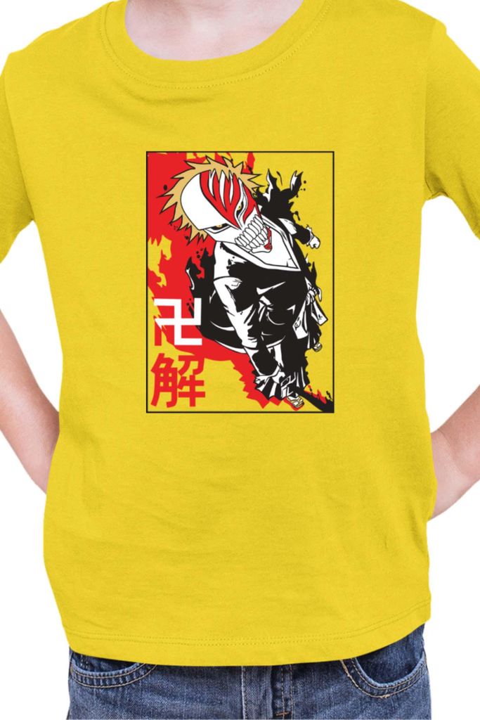 Kinder T-Shirt Manga Japan Anime Comics Animation Bleach 003, 9-11 Jahr - 140 / Gelb