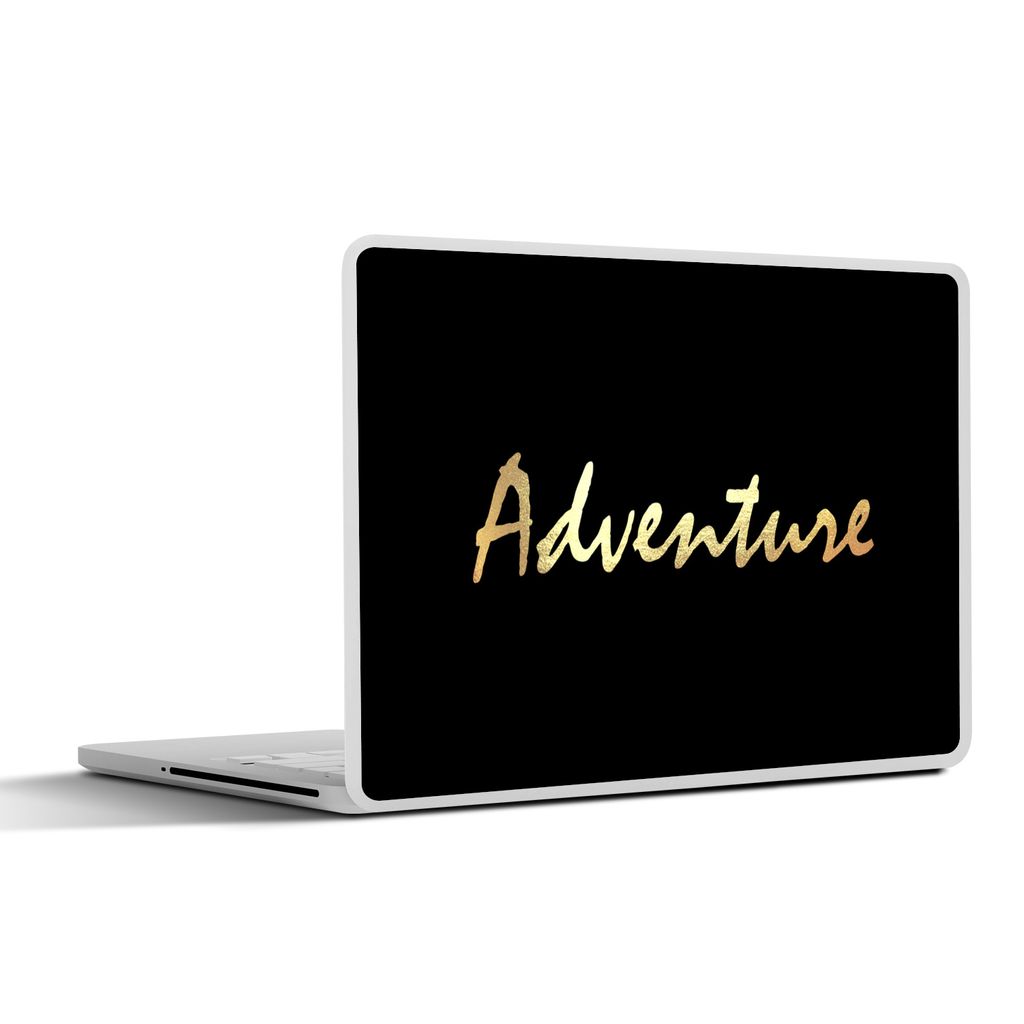 MuchoWow Laptop Aufkleber Sticker Cover Zitat - Abenteuer - Gold 30x21 cm - Sticker für Laptop - Selbstklebend