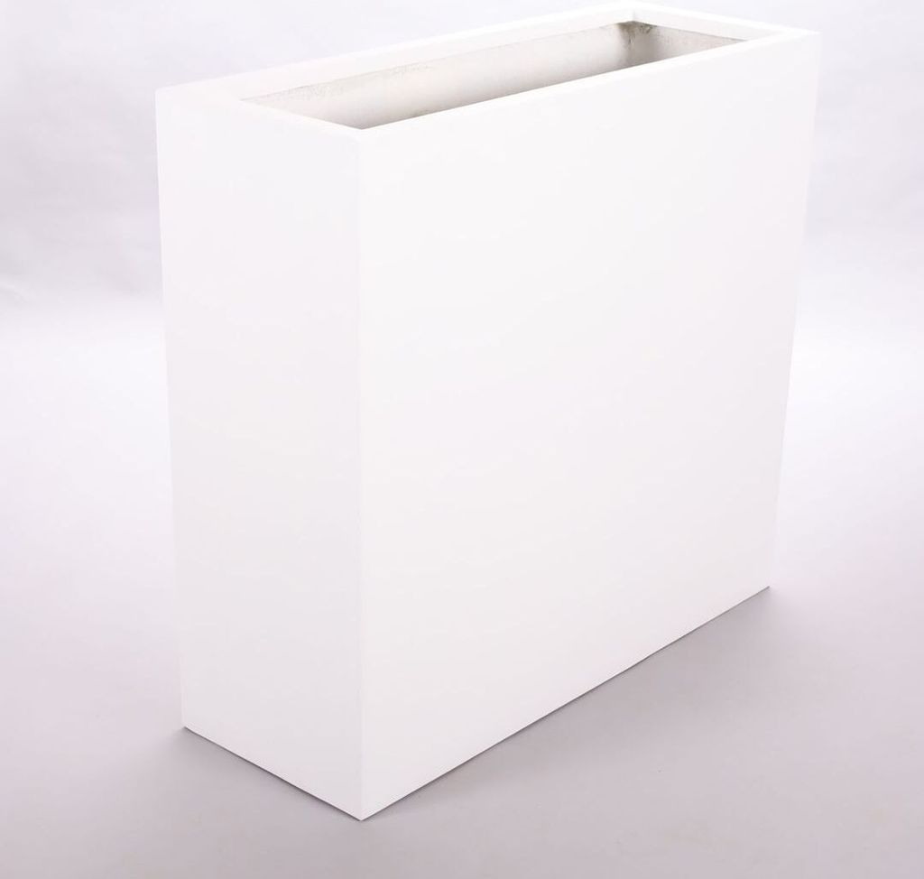 Elegant Einrichten | Pflanzkübel | Fiberglas | rechteckig | 108x40x100cm | perlmutt weiß.