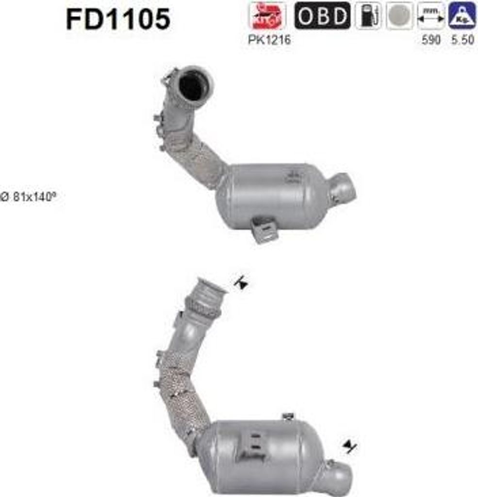 AS FD1105 Dieselpartikelfilter Rußpartikelfilter DPF passend für MERCEDES-BENZ C-Klasse Limousine (W204) Abgasanlage Diesel
