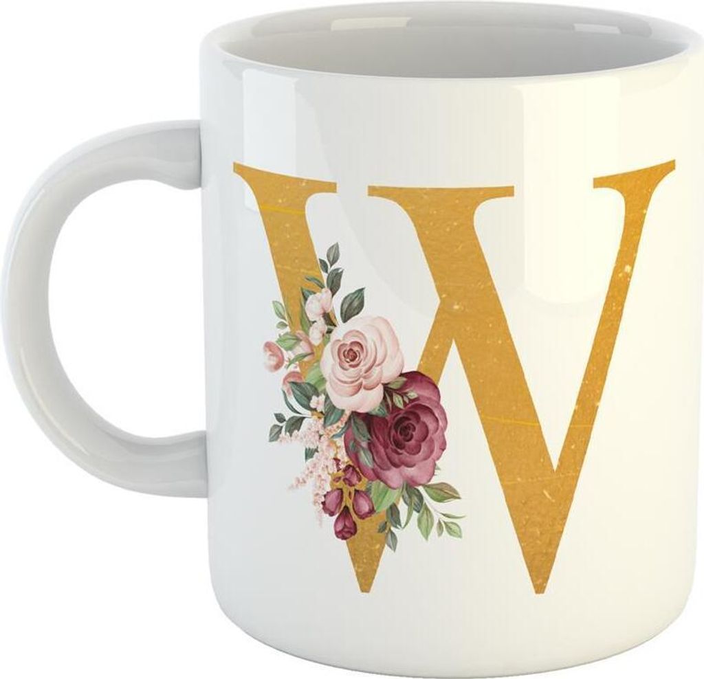 Huuraa Kaffeetasse Buchstabe W Geschenk Tasse Weiß 330ml Buchstabe W Präsent