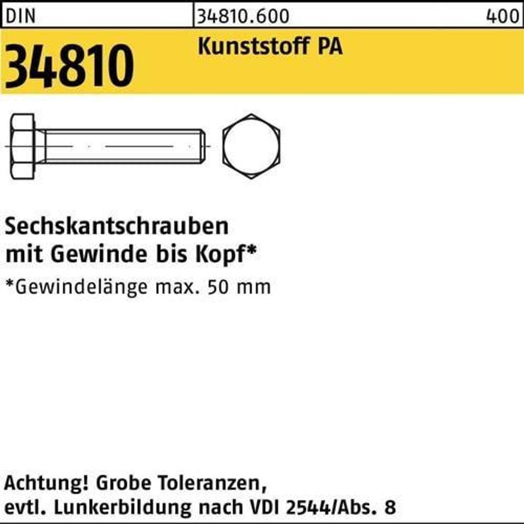 Reyher Sechskantschrauben DIN 34810 Kunstst. M 8x35 PA (200 Stück)