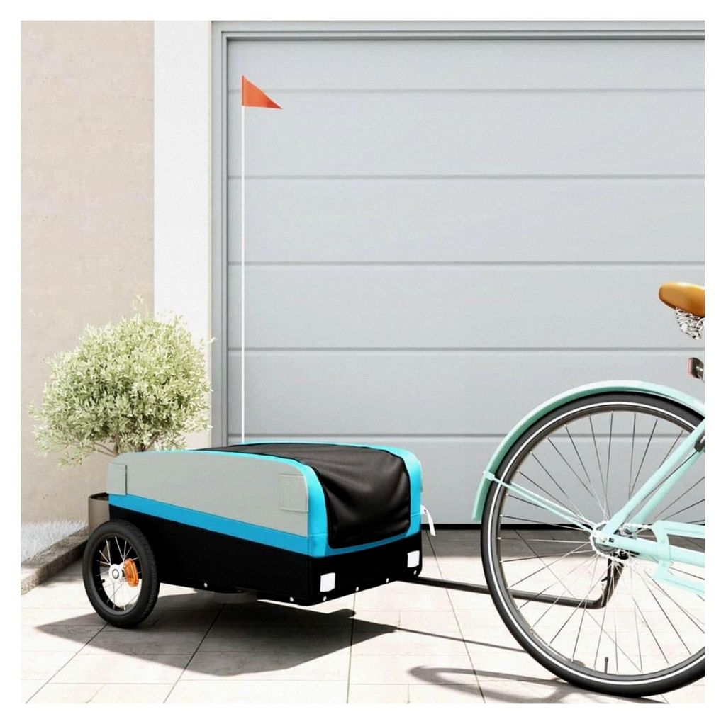 Fahrradanhänger Schwarz und Blau 30 kg Eisen