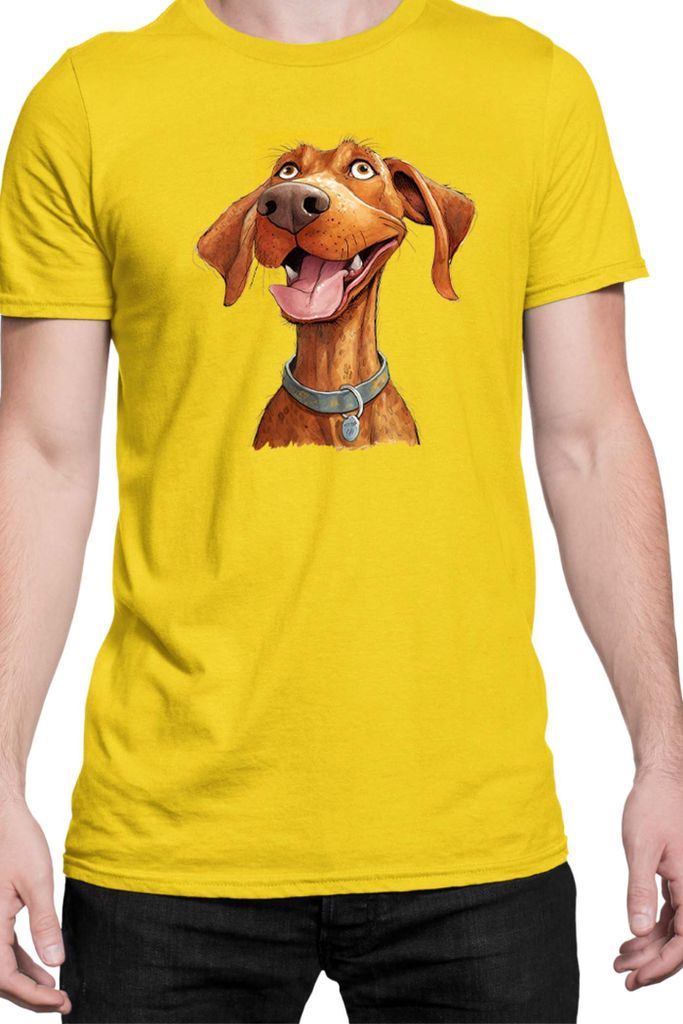 Herren T-Shirt Funny Dogs Breeds Vizsla Dog Breed, Man M / Gelb