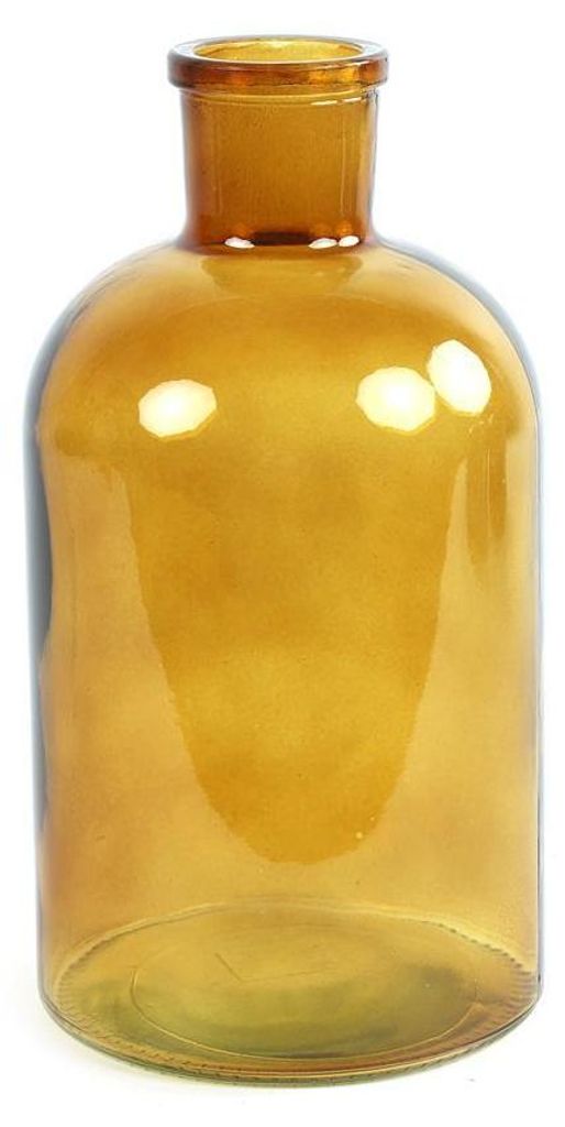 Vaas glazen fles geel 14,5x14,5x27cm