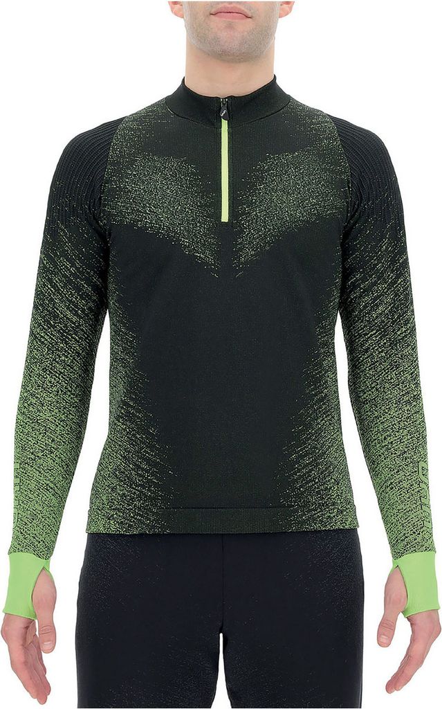 UYN Exceleration Zip Up Laufshirt Herren black/yellow fluo S