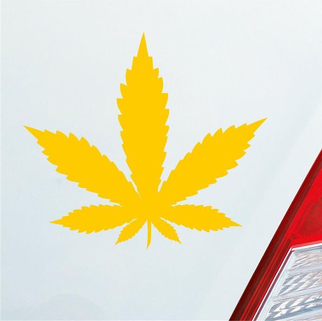 Auto Aufkleber Hanf Cannabis Marihuana Pflanze Droge Stoff 11x10 cm Gelb Sticker Heckscheibenaufkleber