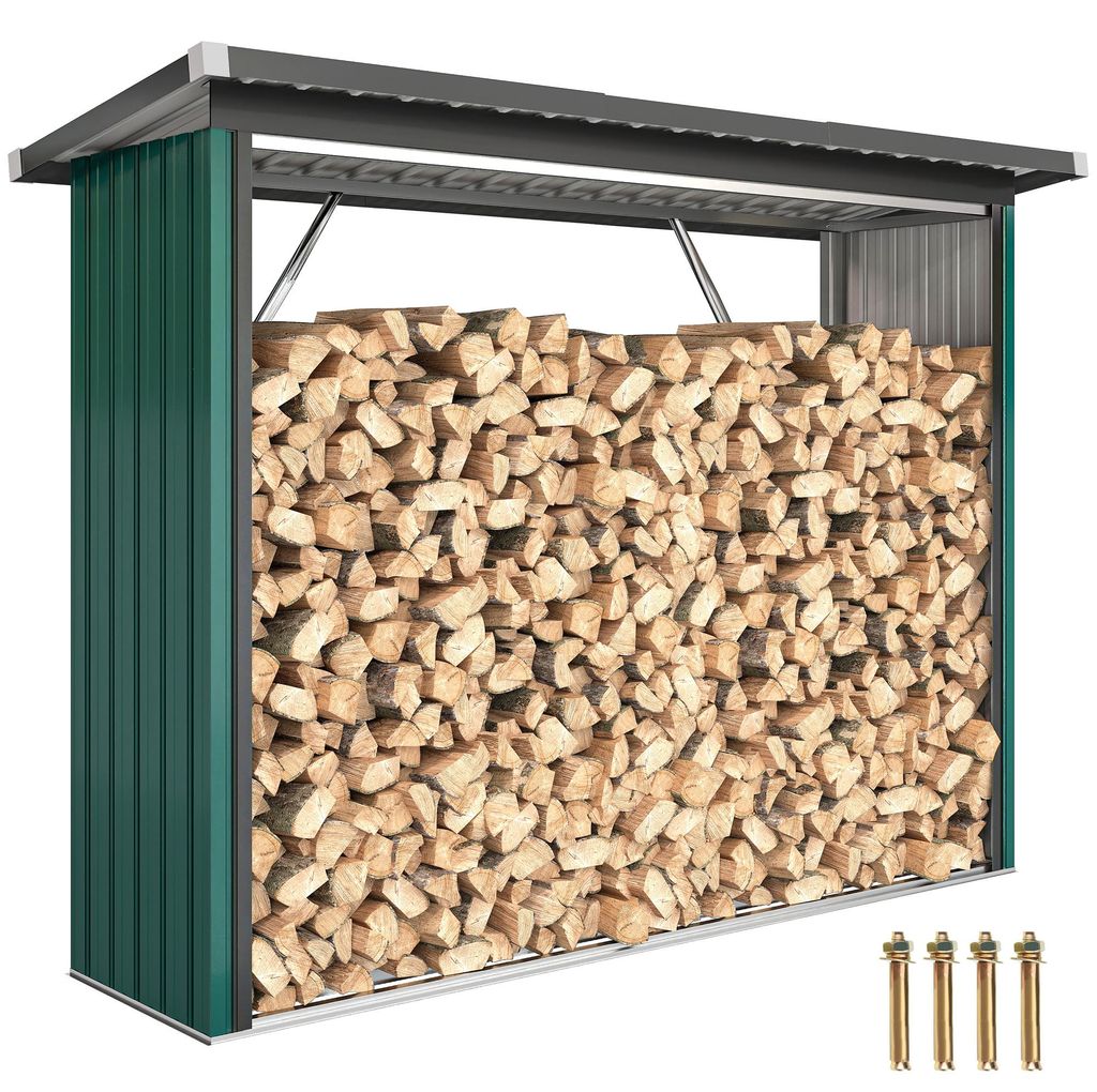 Outsunny Kaminholzregal Außen Stahl 213 x 66,5 x 150 cm Produktbild 