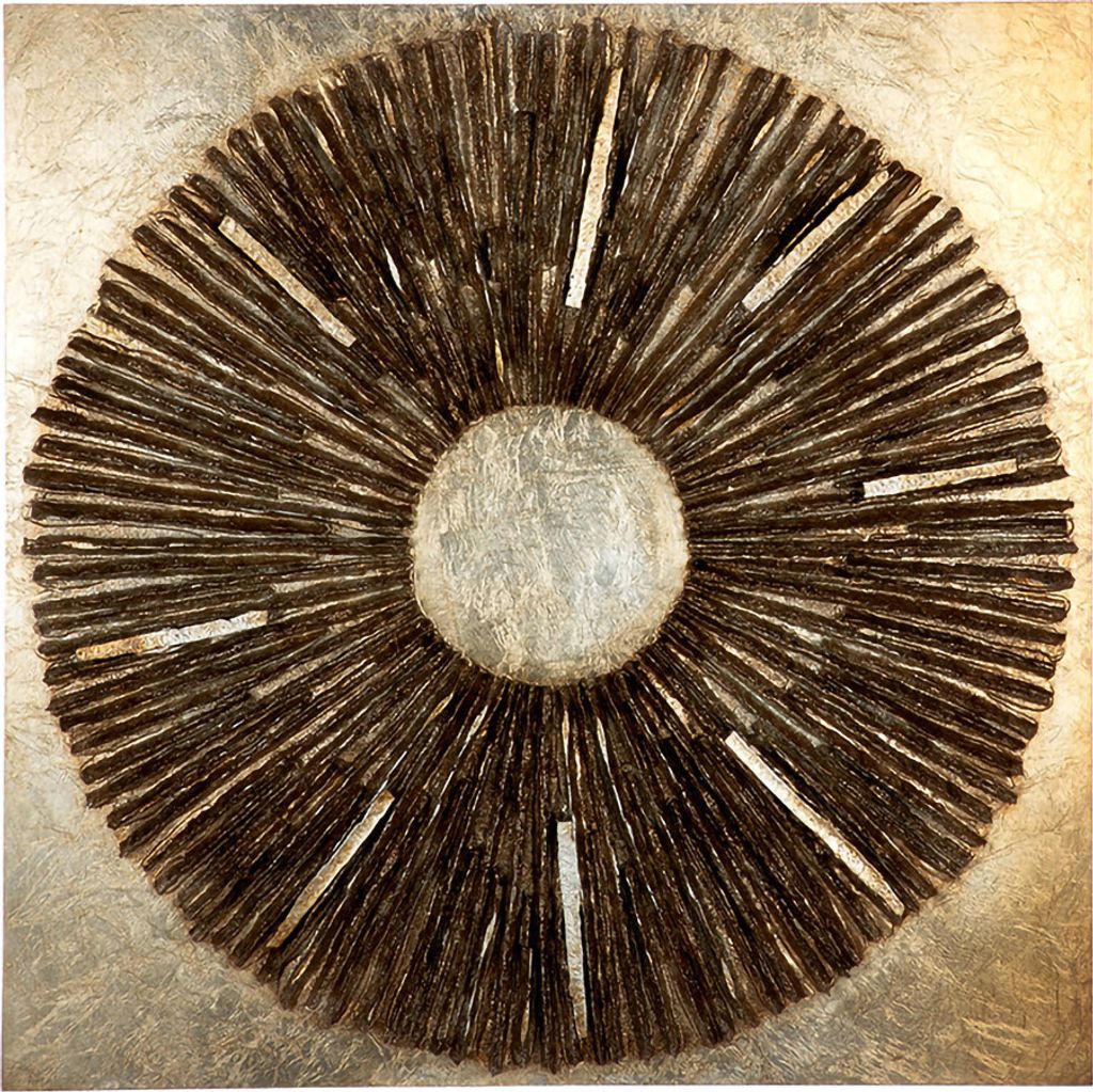 Gilde Bild, quadratisch, "Altinoh", Kreismotiv, Holz, Kunstharz, champagnerfarben, goldfarben, VE 1, L. 7 cm, B. 80 cm, H. 80 cm 38408 4063387384084