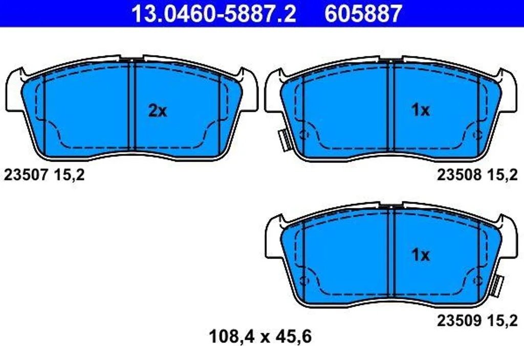 Plaquettes de frein ATE pour entretien Nissan Pixo 13.0460-5887.2