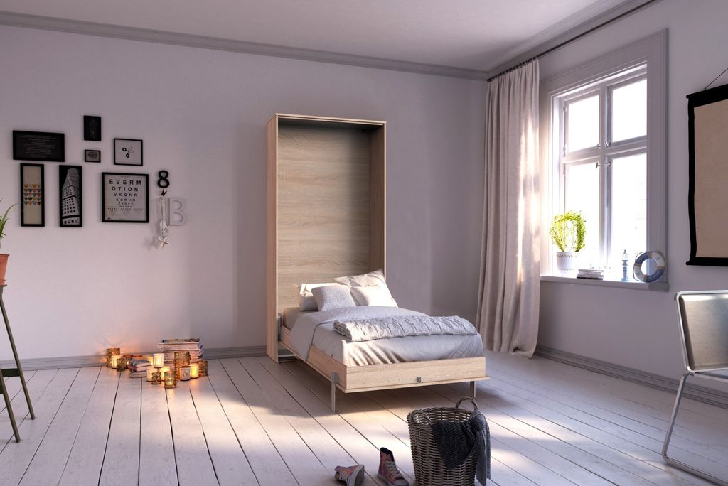 Klappbett "Juist" in EICHE SAEGERAU-NACHBILDUNG. Abmessungen (BxHxT) 102x213x43 cm