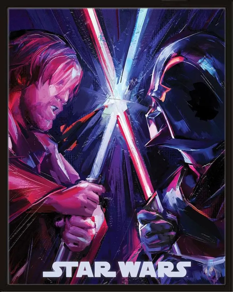Mini Poster Star Wars Obi-Wan Kenobi avec Cadre MDF Noir Shinsuke 40x50