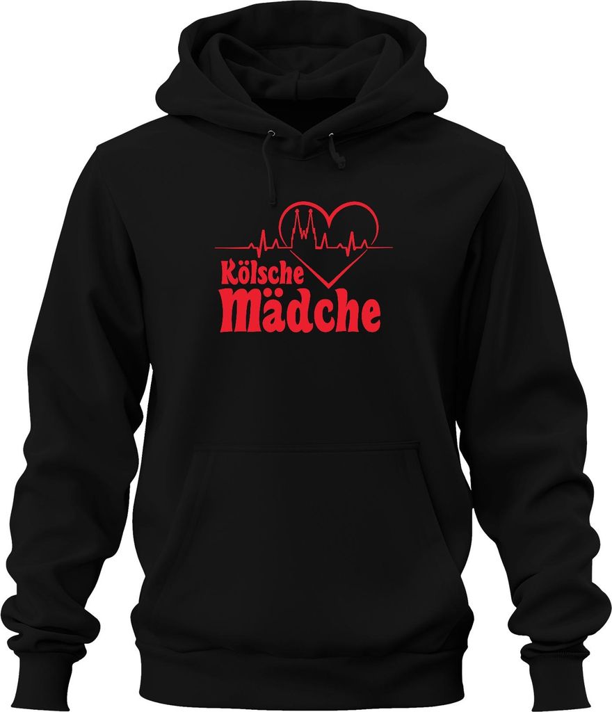 Kölsche Mädche Köln Dom Herzschlag Karneval Fasching fünfte Jahreszeit Uni Hoodie Kapuzenpullover, Schwarz, XXL