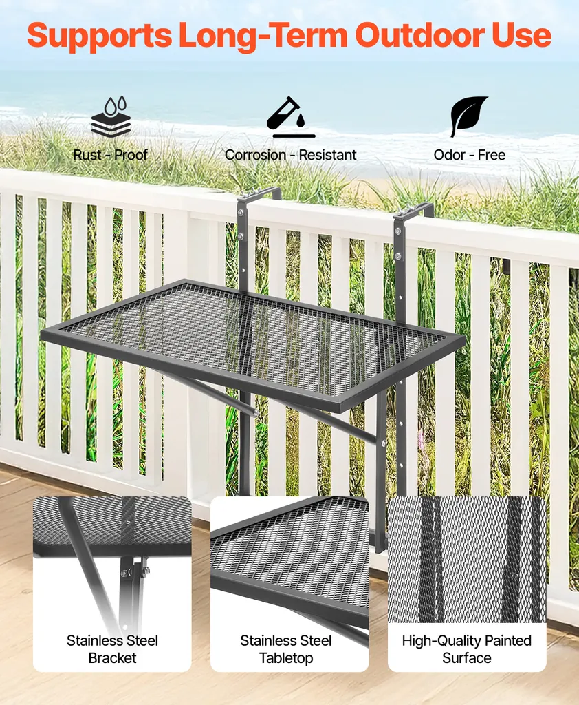 Table de service de terrasse suspendue pour petit déjeuner et PC portable - 2