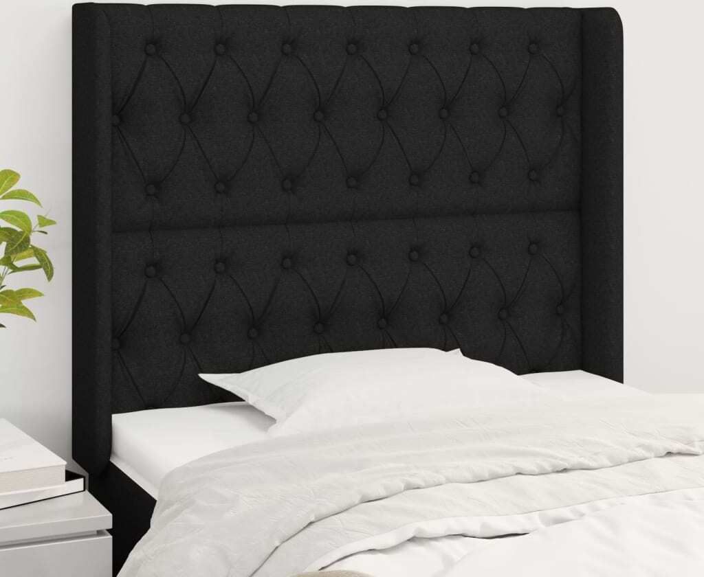 Maison Exclusive - Kopfteil mit Ohren Schwarz 103x16x118/128 cm Stoff