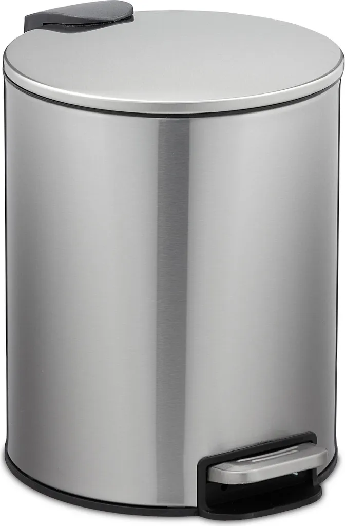 Seau à cosmétiques inox 5L Relaxdays - Poubelle pédale anti-odeur facile