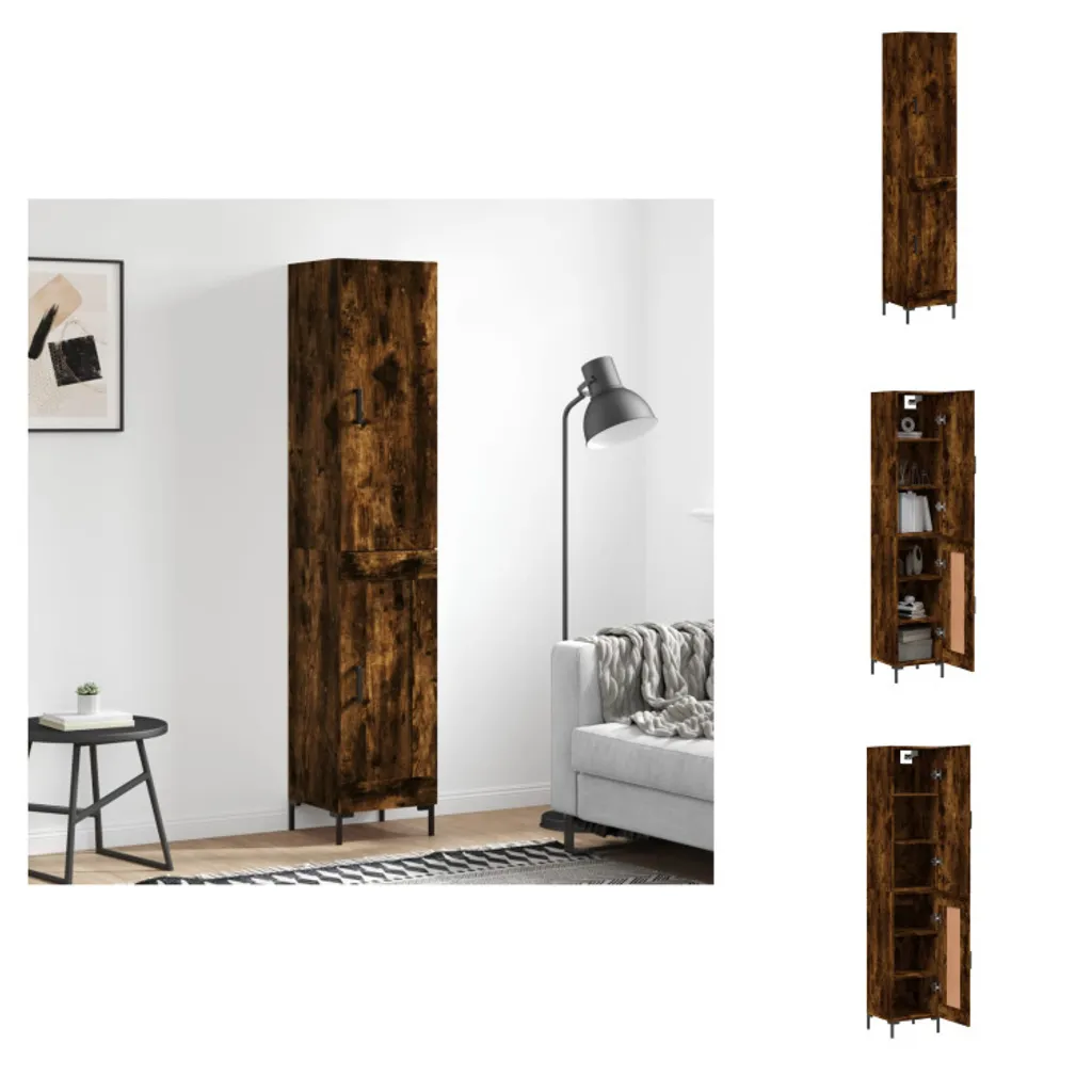 vidaXL Credenza rovere fumé 34,5x34x180 cm materiale a base di legno - Credenze