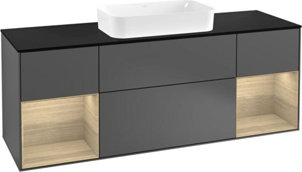 V&B Waschtischunterschrank Wandbeleuchtung Finion 160cm, Pl bla m, Reg Oa ven, Anthrac. m