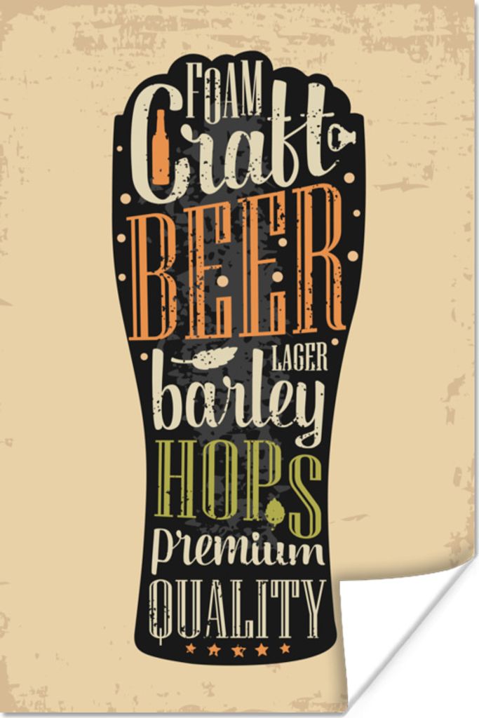 MuchoWow Poster Bierglas - Schwarz - Kneipe - Sprichwörter - Text 20x30 cm - Papierdruck
