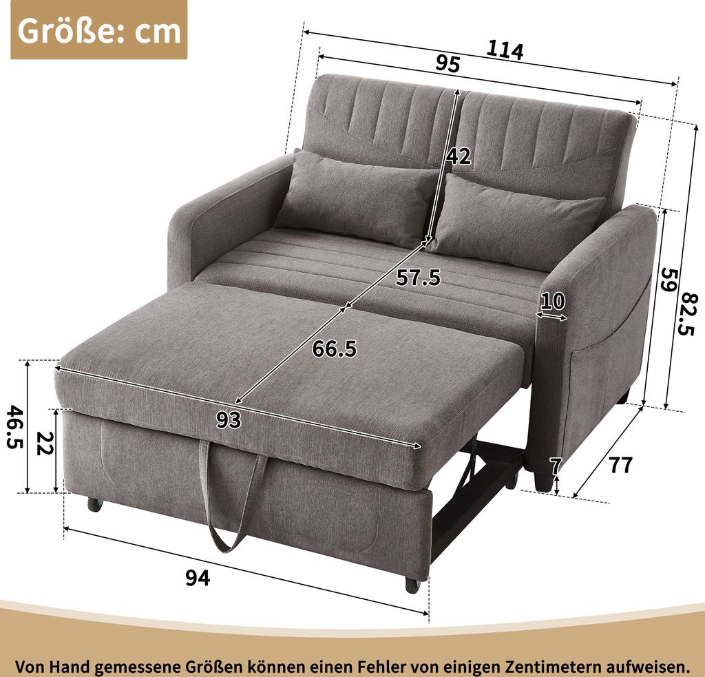 Merax 2-in-1 Ausziehbares Schlafsofa mit dreistufig