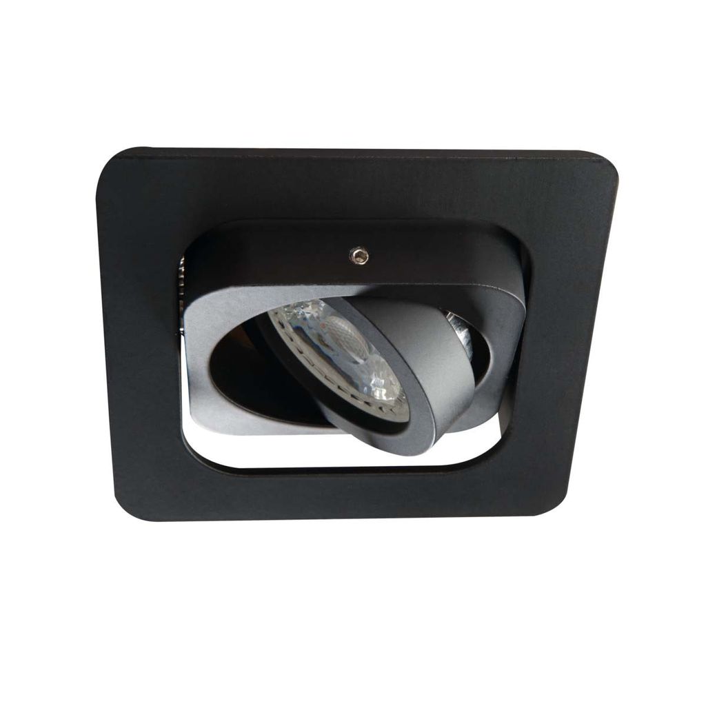 LED Strahler Einbaurahmen Schwarz GU10 - doppelt schwenkbar - Sägegröße 80x80 mm