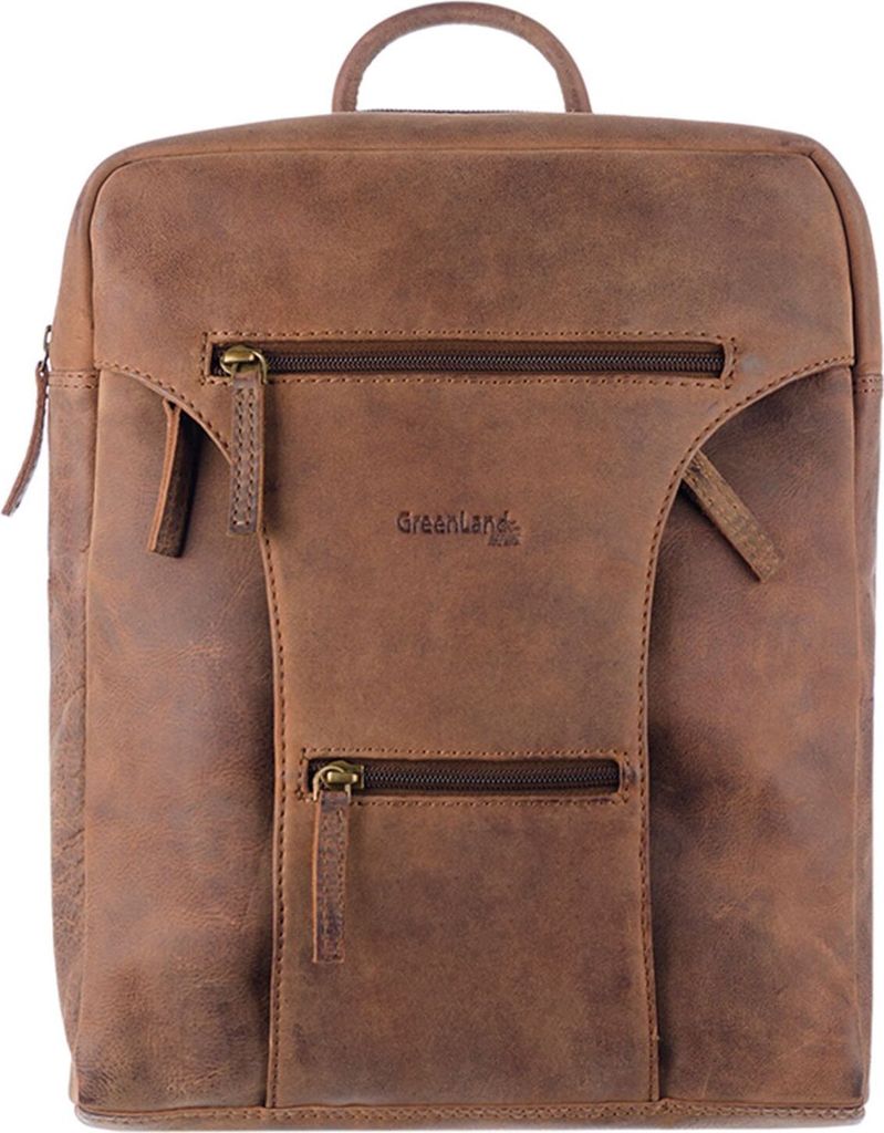 GreenLand Nature Leder Freizeitrucksack Rucksack Monte Backpack A4 Brown braun