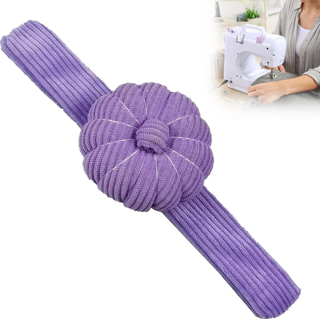 Kreatives Kürbis Handgelenk Nadelkissen - Tragbares Nadelkissen - Sticknadelkissen - Stickzubehör (Lila)