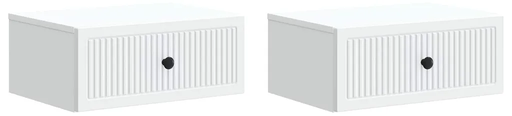 Table de Chevet Lot de 2 pour Ranger vos Affaires de Nuit Blanc 49 cm