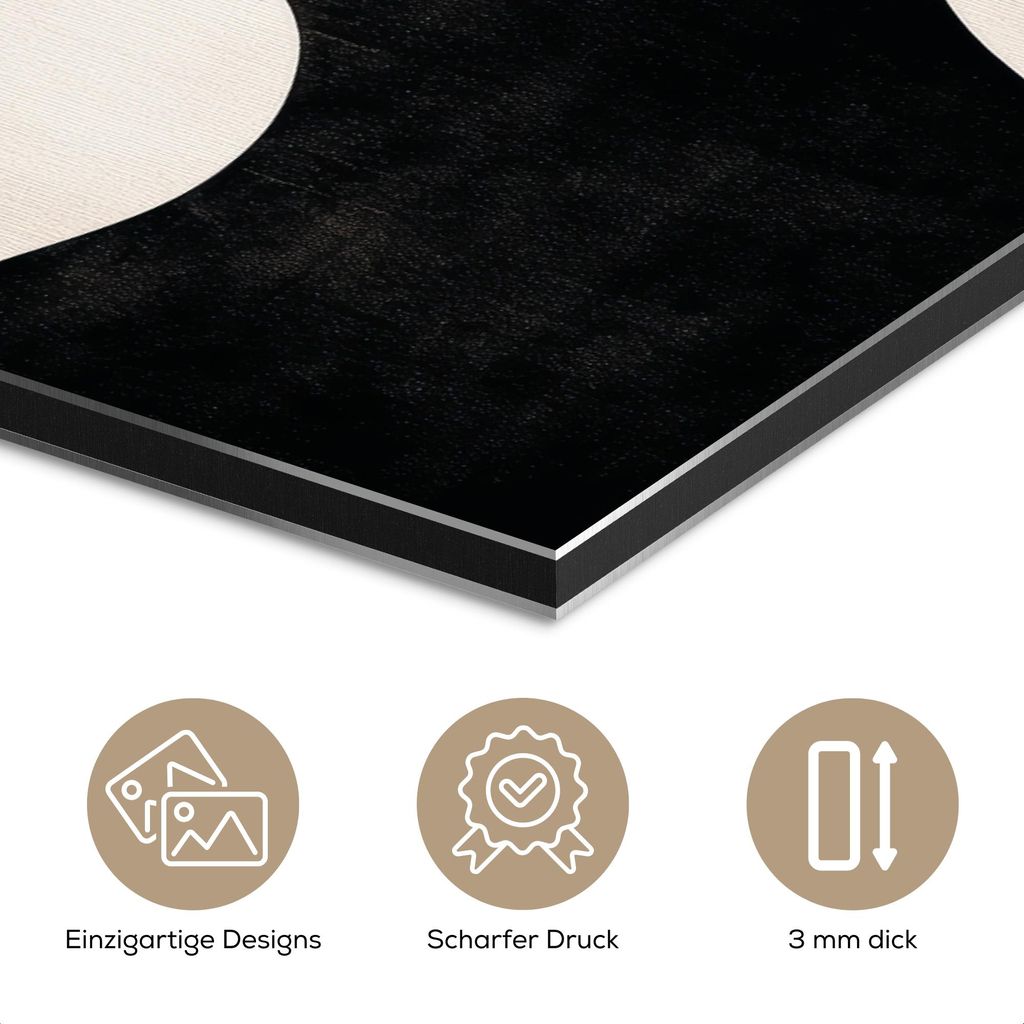 MuchoWow Wanddekoration Metall Metallbild Wandkunst 80x120 cm Abstrakt - Japandi - Beige - Modern MuchoWow Aluminium Gemälde - Bilder