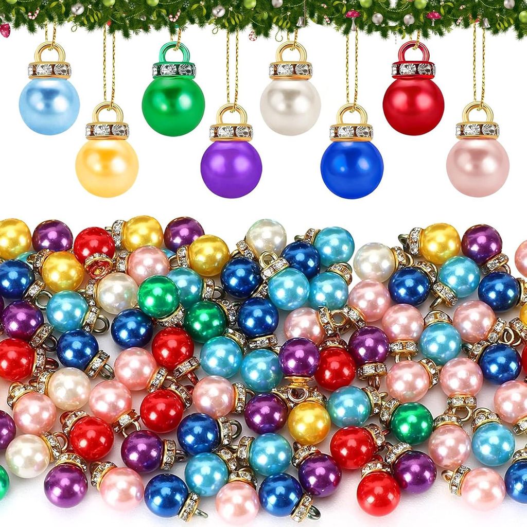 160 Mini-Weihnachtskugeln aus Kunststoff, 1 cm, bruchsicher, 8 Farben, Partydekoration