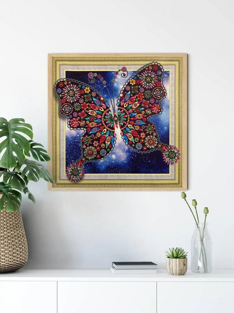 Broderie de diamants Papillon de conte de fées - Kit relaxation 47x47 - 5