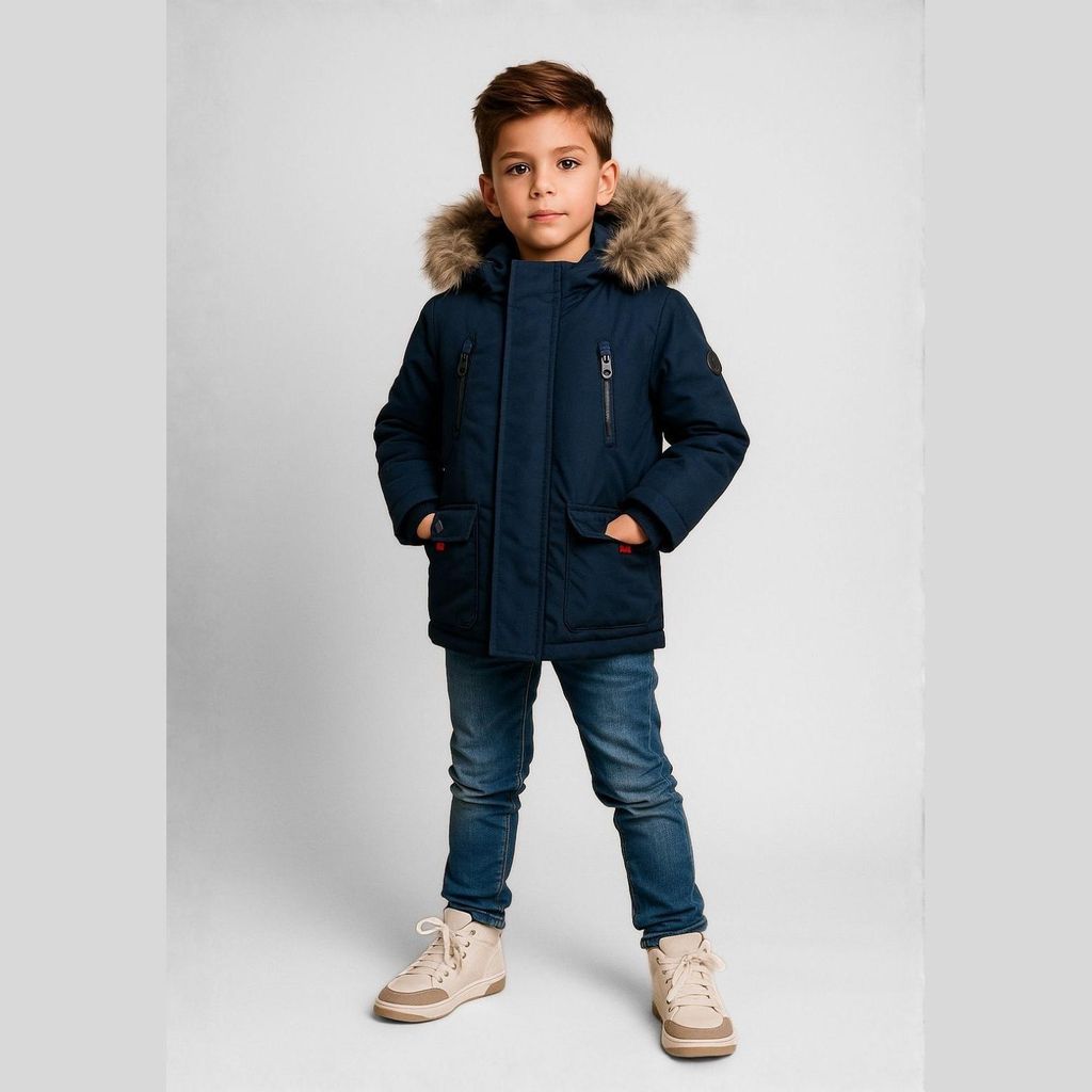 Minoti Winterjacke wattiert Kapuze Dunkelblau Gr. 98 für Jungen