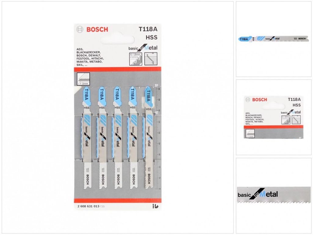 Bosch 2608631013 Bosch 5 Stichsägeblätter T 118 A Zdjęcie produktu 