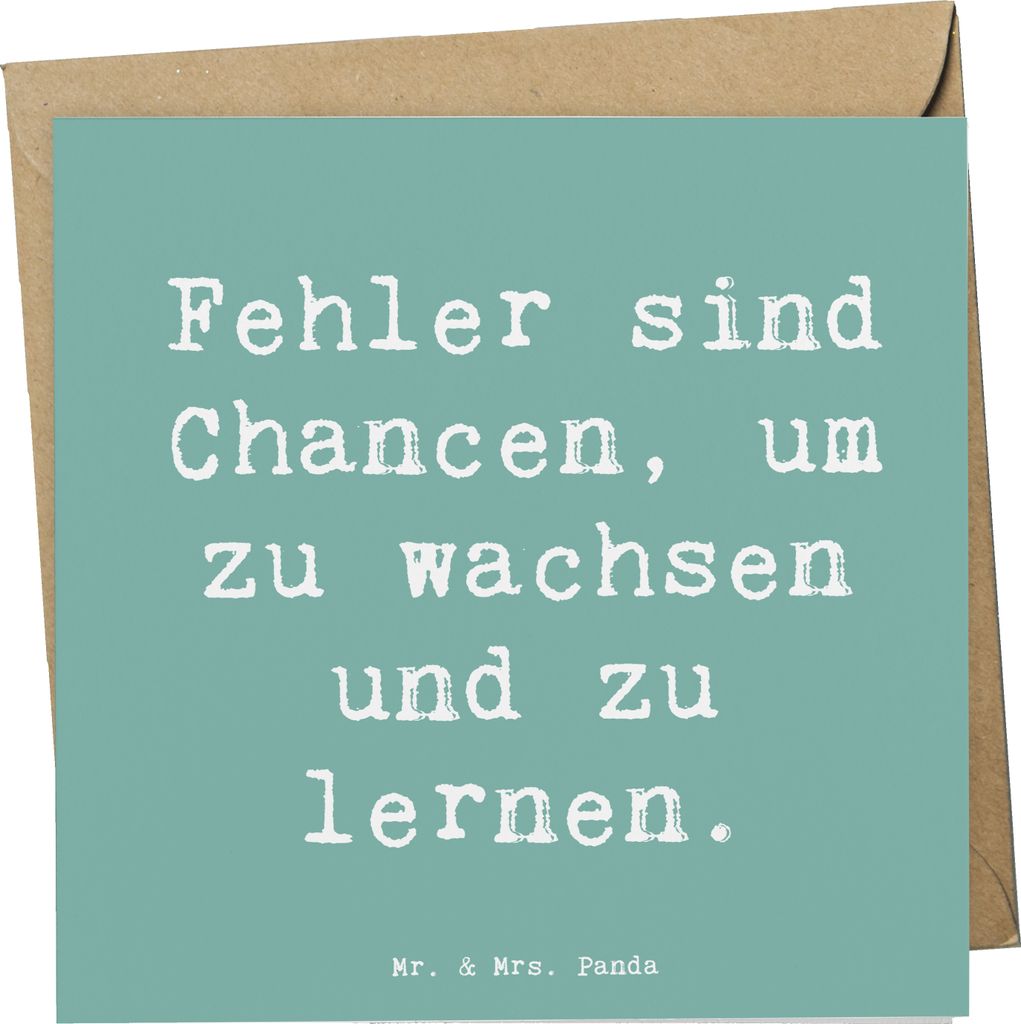 Mr. & Mrs. Panda Grußkarte Spruch Fehler lernen wachsen - Meeresbrise - Geschenk, Glückwunschkarte, Handgemacht, Entwicklung, Trost, Klappkarte, ...