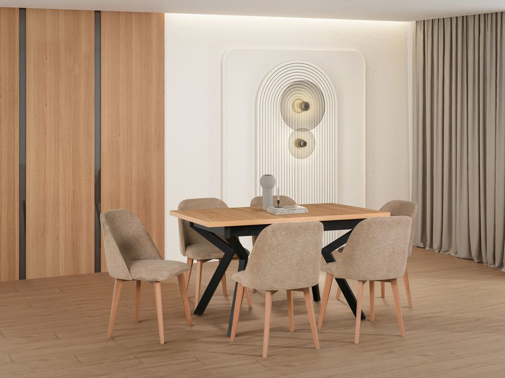 Esszimmer-Set 6x "Monti 3" Stühle + "Ikon 4" Tisch Produktbild 