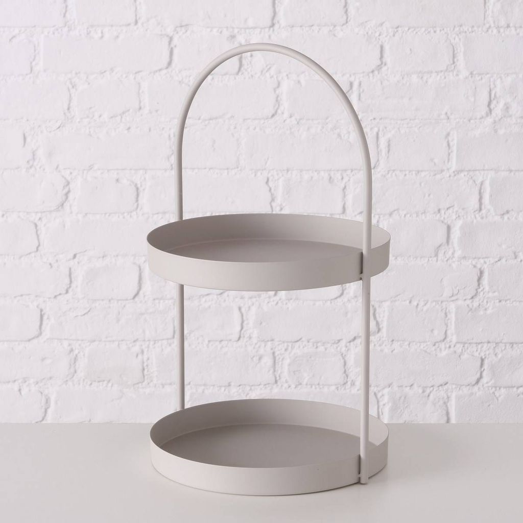 BOLTZE Etagere Fortuna 30cm 2-stöckig Silber mit Griff für Dekoration