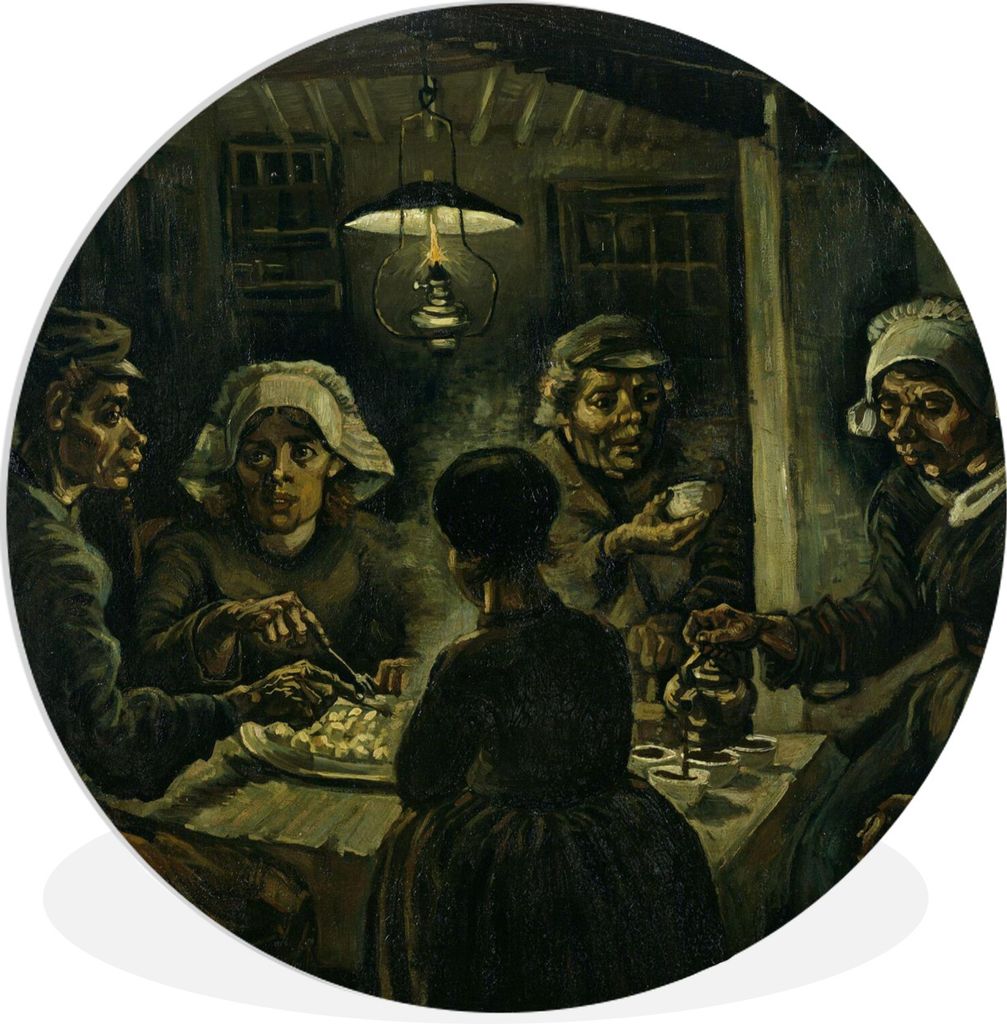 MuchoWow Rundes Wandbild - Runde Bilder Die Kartoffelesser - Vincent van Gogh Ø 90 cm Kreis Wanddekoration Kunststoff - Wandkreis - Wandschmuck ...