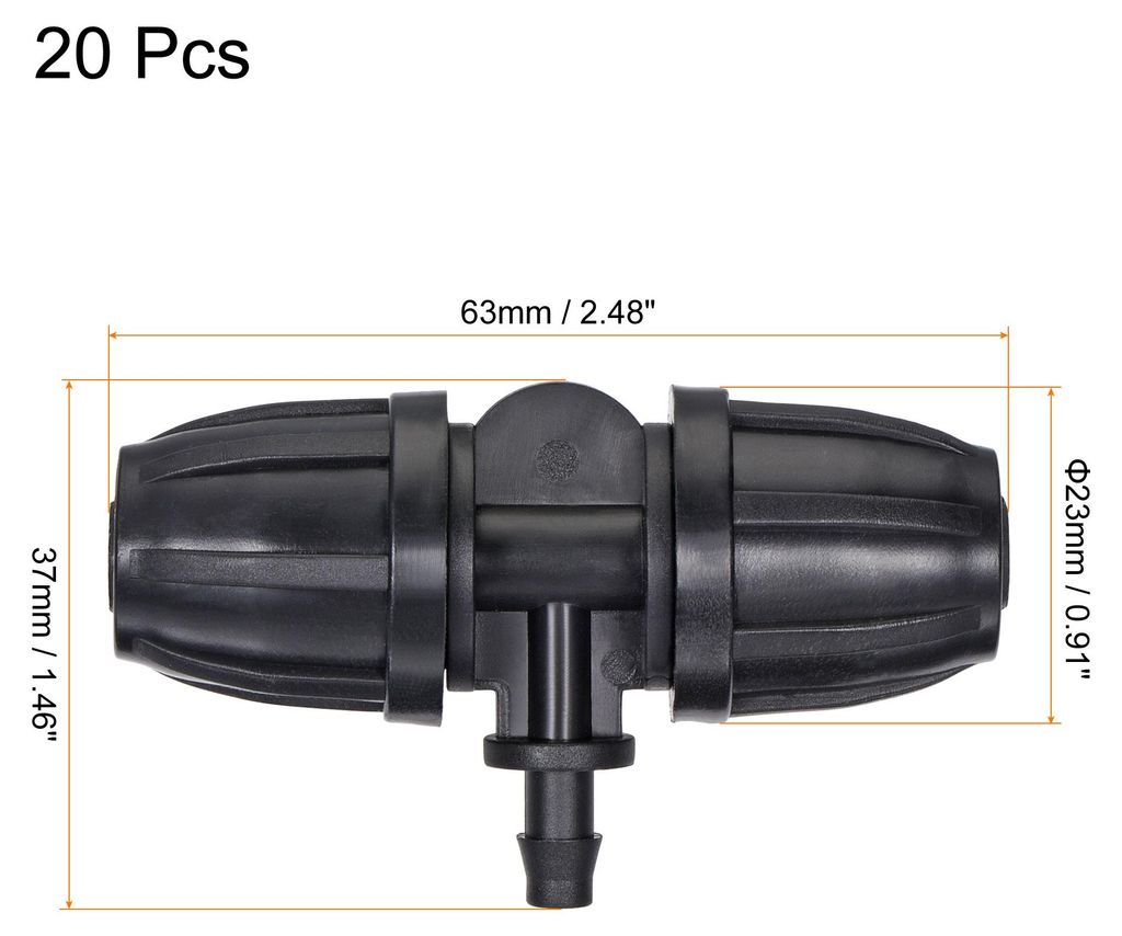 20Stk Tropfbew?sserung T-Stš¹ck 3-Weg Fitting 8mm bis 4mm i.D. Rohr Schwarz fš¹r Garten Tropfschlauch Bew?sserungssystem