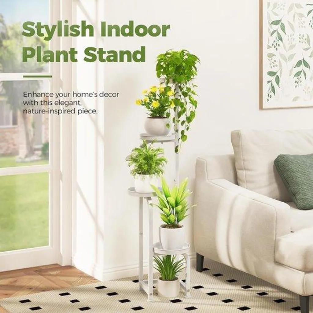 Gain de place : Porte-fleurs blanc 4 étages pour organiser vos plantes