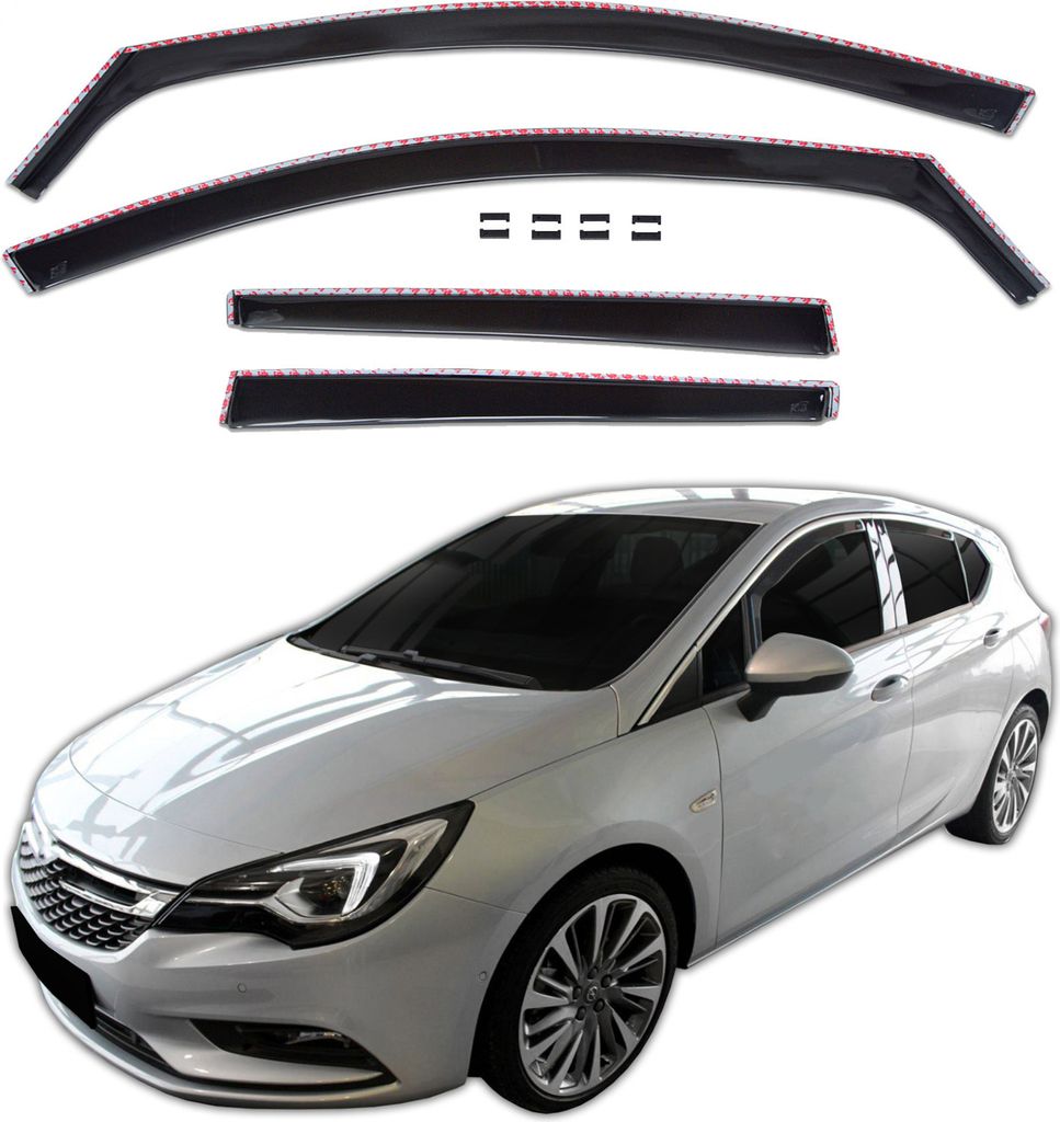 J&J AUTOMOTIVE | GP Windabweiser Für Opel Astra K 5D 2015-2021 Hatchback 4tlg, GP Regenabweiser, Schwarz, Getönt, Aerodynamisch, Einfache Montage...